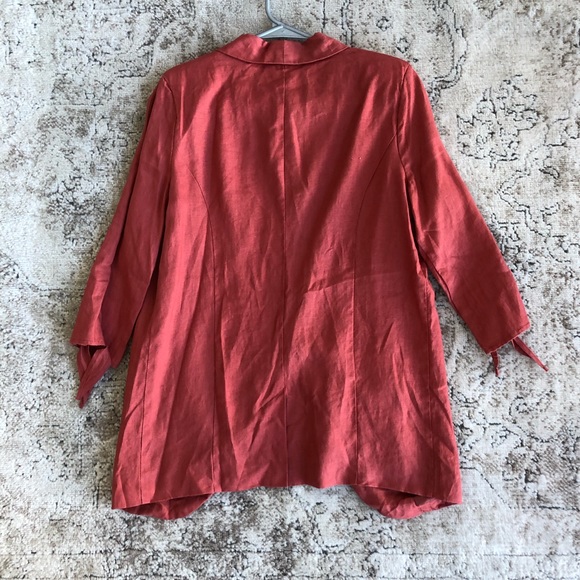 NEW Miami Orange Linen Blazer with Tie Sleeves (Size Small) - Picture 3 of 7